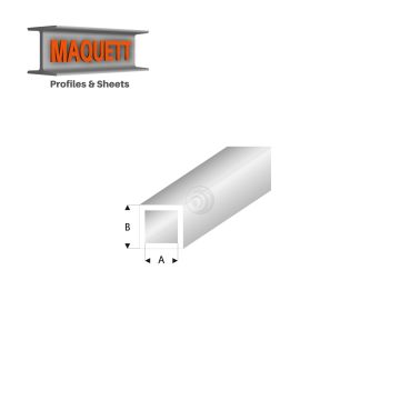 Maquett Styrene Profiles - Square Tube - Length: 330mm - Clear White - 5,0x6,0mm/0.197x0.236" (431-59-3-v)
