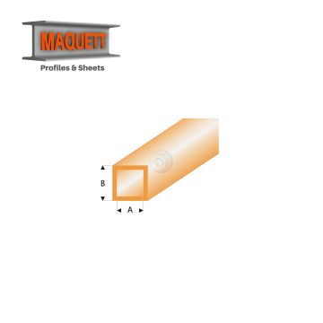 Maquett Styrene Profiles - Square Tube - Length: 330mm - Clear orange - 2,0x3,0mm/0.08x0.118"  (433-53-3-v)