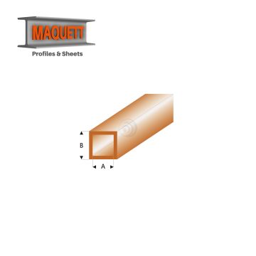 Maquett Styrene Profiles - Square Tube - Length: 330mm - Clear brown - 4,0x5,0mm/0.156x0.197" (435-57-3-v)
