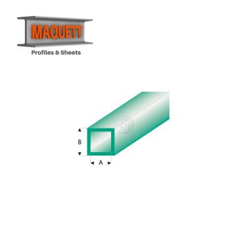 Maquett Styrene Profiles - Square Tube - Length: 330mm - Clear green - 2,0x3,0mm/0.08x0.118"  (436-53-3-v)
