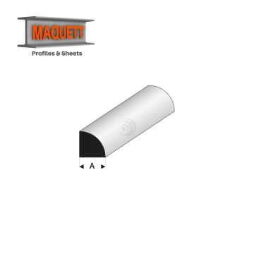 Maquett Styrene Profiles - Quarter Round Rod   - Length: 330mm - White - 6,0mm/0.236" (402-60-3-v)