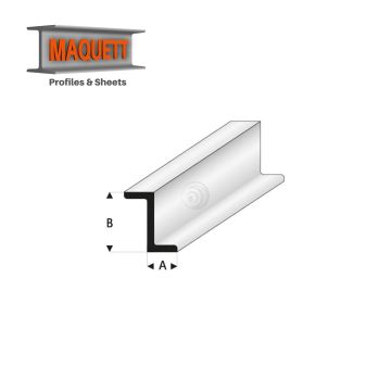 Maquett Styrene Profiles - Z-Beam - Length: 330mm - White - 4,0x8,0mm/0.156x0.312" (418-55-3-v)