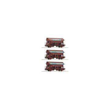 Roco Wagon set with three swing roof wagons, class Tdgs, of the Deutsche Bundesbahn. - Epoche: IVI - 390mm - H0 / 1:87 (RO77052 )